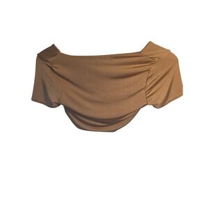 Missguided Womens Bronze Twist Front Off Shoulder Crop Top Brown Size US 2